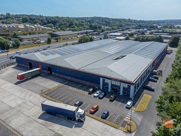 Aerial view of British Wool’s Wool House warehouse and offices in Bradford